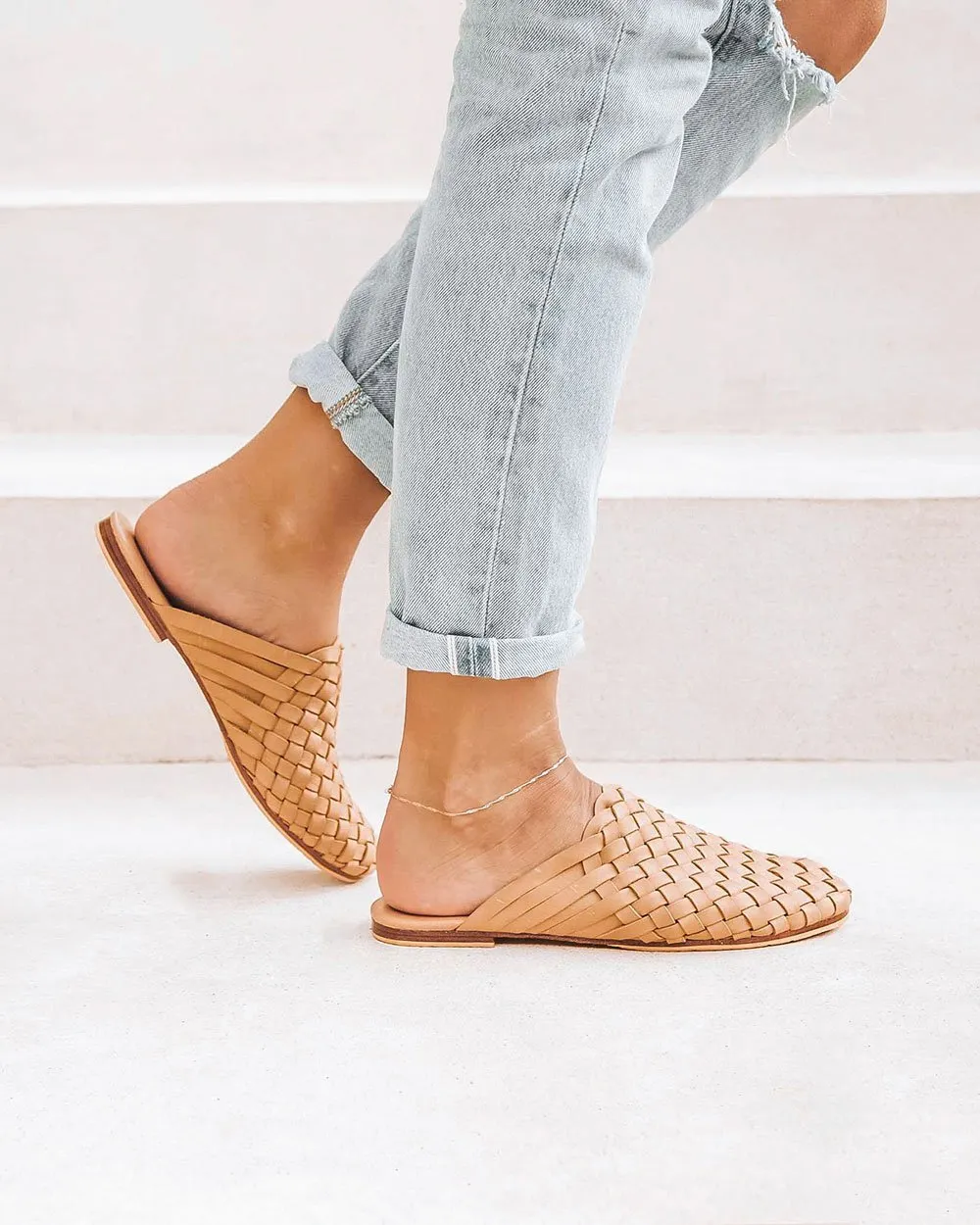 Tulum Woven Mule - Cream